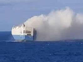 A Cargo Ship With Luxury Cars Caught Fire In Atlantic Ocean