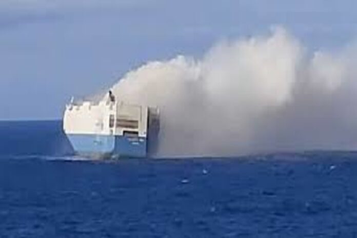 A Cargo Ship With Luxury Cars Caught Fire In Atlantic Ocean